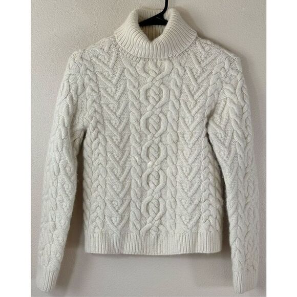 Lauren by Ralph Lauren Rabbit Hair & Wool Blend Cable Knit Turtleneck Sweater S - Picture 3 of 11